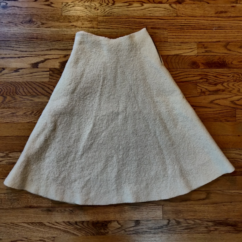 OAK + FORT Textured Wool Cream A-Line Skirt
